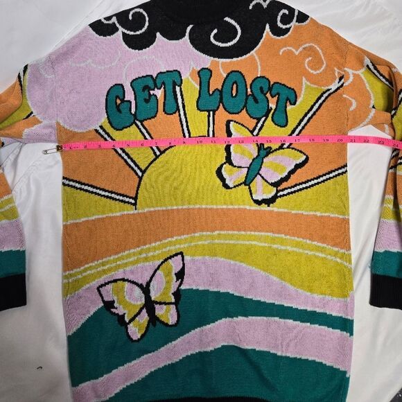 DOLLS KILL‎ Current Mood get lost sunset oversized intarsia knit sweater S - Picture 7 of 8